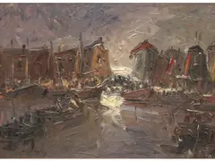 Stephen Koek Koek, Llegada al puerto, Oleo sobre tela