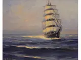 Stephen Koek Koek, Fragata en altamar, Oleo sobre tela