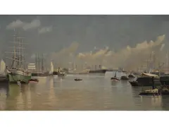 Puerto de Buenos Aires by Justo Máximo Lynch, Oleo sobre tela, offered Dec 2025