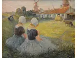 Pierre Jacques Dierckx, Campesinas en un prado, Oleo sobre tela