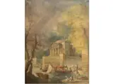 Hubert Robert, Paisaje, figuras y construcciones, Oleo sobre tela