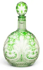 Stevens & Williams, Cut Emerald Green to Clear Decanter 811 grams 1 PC
