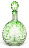 Stevens & Williams, Cut Emerald Green to Clear Decanter 811 grams 1 PC