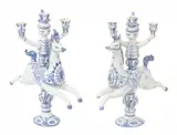 Bjørn Wiinblad, Terra Cotta Glazed Candelabras, Ca. 1963-1965, 1 PAIR, Ca. 1963