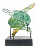 Martin Blank, Hot Sculpted Glass, Metal Base, Ca. 1997 Depth 14", Ca. 1997