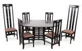 for Cassina (Italy) Ebonzied Ash Folding Oval Table DS1 And Six Chairs, Ca. 1970 by Charles Rennie Mackintosh, Ca. 1970, sold Jun 2025