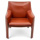 for Cassina (Italy) Cab 413 Cowhide Chair Depth 23" by Mario Bellini, stitched at the edges, sold May 2025