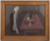 Milan Paštéka, Waiting at a Table, 1984, Oil on canvas