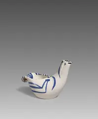 Pablo Picasso Ceramics, Dove Subject, 1959, Weißes Steingut, partiell farbig gefasst und glasiert