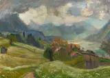 Otto Modersohn, Landschaft im Allgäu bei Hindelang, 1934, Öl auf Leinwand
