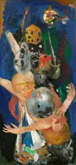 Bernhard Heisig, "Würfelspiel", 1989, Öl auf Leinwand