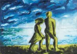 Dieter Hacker, "Am Strand", 1985, Öl auf Leinwand