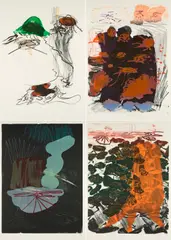 Per Kirkeby, Konvolut von 4 Druckgrafiken, 1991, Jeweils: Farblithografie auf Bütten