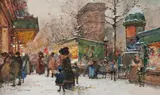Eugène Galien-Laloue, Paris. Wintertag auf dem Boulevard Saint Denis, Aquarell und Gouache auf Papier