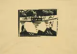 Lyonel Feininger, Angler und Dampfer, 1920, Holzschnitt auf dünnem Velin