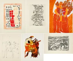 Mappenwerk, Wieland Schmied. Wegbereiter zur modernen Kunst. 50 Jahre Kestner-Gesellschaft, 1966, Mappe mit 10 Druckgrafiken verschiedener Techniken auf verschiedenem Papier