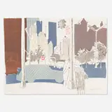 Fairfield Porter, New York City Street Scene, 1969, lithograph in colors on Arches