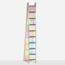 Stephen Dean, Balance, dichroic glass, aluminum ladder