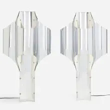 Robert Sonneman, Table lamps, pair, c. 1970, chrome-plated steel