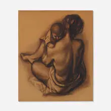 Francis de Erdely, Mother and Child, charcoal and conté crayon on paper