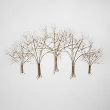C. Jeré, Trees wall sculpture, c. 1975, brass-plated steel
