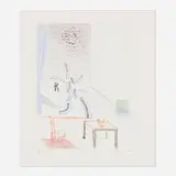 David Hockney, Tick it, Tock it, Turn it True (from The Blue Guitar portfolio), 1976-77, etching and aquatint in colors on Inveresk mould-made