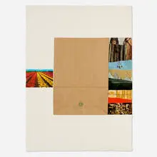 Plot, from Reality and Paradoxes by Robert Rauschenberg, 1973, screenprint in colors, collage, offset lithograph on embossed paper, sold Oct 2024