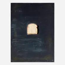 Jasper Johns, Bread (from the Lead Relief series), 1969, hand-painted lead relief with polystyrene and wood backing in an aluminum frame
