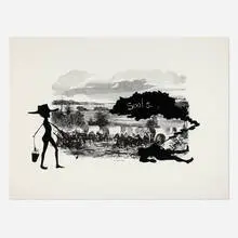 Kara Walker, An Army Train (from the Harper's Pictorial History of the Civil War (Annotated) portfolio), 2005, offset lithograph and screenprint on Somerset Textured