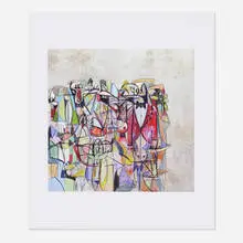 Plate 13, Compression IV (from the Drawings Paintings portfolio) by George Condo, 2011, offset lithograph in colors, sold Oct 2024