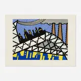 Roy Lichtenstein, Illustration for Bayonne en entrant dans NYC (from La nouvelle chute de l'Amérique portfolio), 1992, etching and aquatint in colors on Arches