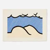 Roy Lichtenstein, Illustration for De Denver au Montana, départ 27 Mai 1972 (I) (from La nouvelle chute de l'Amérique portfolio), 1992, etching and aquatint in colors on Japan nacré