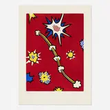 Roy Lichtenstein, Illustration for De Denver au Montana, départ 27 Mai 1972 (II) (from La nouvelle chute de l'Amérique portfolio), 1992, etching and aquatint in colors on Arches