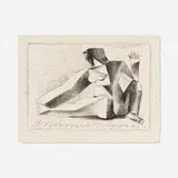 Pablo Picasso, Femme accroupie au bras levé, 1956, lithograph on Arches