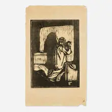 Old Man Praying by Edvard Munch, 1902, woodcut on Japan paper, sold Oct 2024