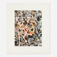Untitled by Mark Bradford, 2012, archival inkjet print and screenprint in colors with carborundum flocking on Hahnemühle German Etching, sold Oct 2024