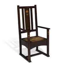 attribution Gustav Stickley, inlaid shoefoot armchair
