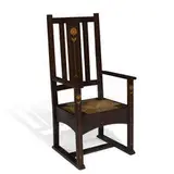 attribution Gustav Stickley, inlaid shoefoot armchair