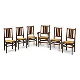 set of dining chairs, six by Gustav Stickley, sold Jun 2022