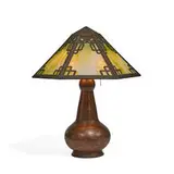 attribution Stickley Brothers, hexagonal table lamp