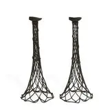 Antique Japanese, fishnet candlestands, pair