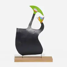 Untitled by Charles Pollock, c. 1975, hand-painted bronze sheeting, walnut, sold Sep 2020