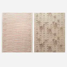 Jens Risom, Steer Horns and Adobe Hills textiles, set of two, c. 1955, screenprinted linen