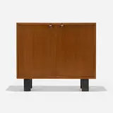 cabinet, model 4625 by George Nelson & Associates, 1946, walnut, lacquered wood, aluminum, sold Sep 2020