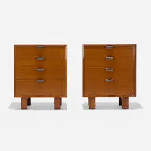 cabinets model 4701, pair by George Nelson & Associates, 1946, walnut, aluminum, sold Sep 2020