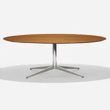 Florence Knoll, dining table, walnut, chrome-plated steel