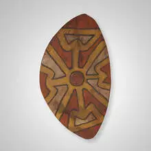 Aboriginal, Rainforest shield, carved and painted wood