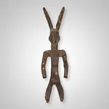 figure by African, carved wood, shells, sold Aug 2020