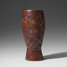 Bushongo, vessel, carved wood