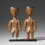 Fante, Colonial style figures, pair, carved wood